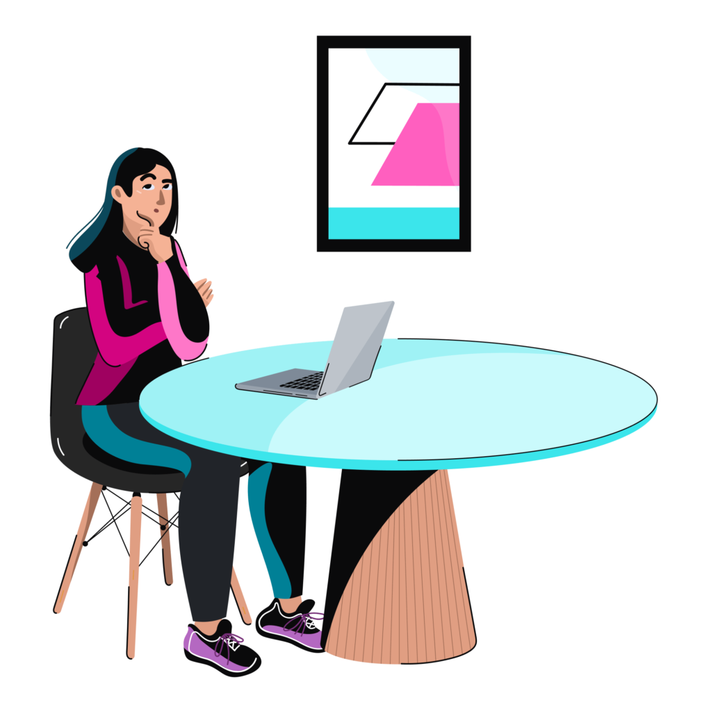 Menina sentada em uma ilustração sobre agências de marketing digital para pequenas empresas